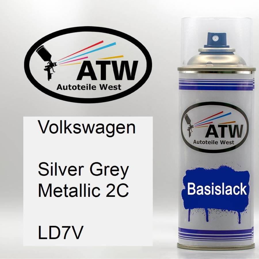 Volkswagen, Silver Grey Metallic 2C, LD7V: 400ml Sprühdose, von ATW Autoteile West.